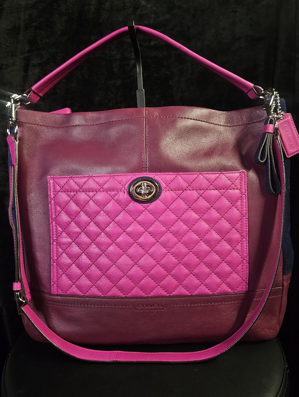 Coach Park Quilted Colorblock Leather Hobo Bag